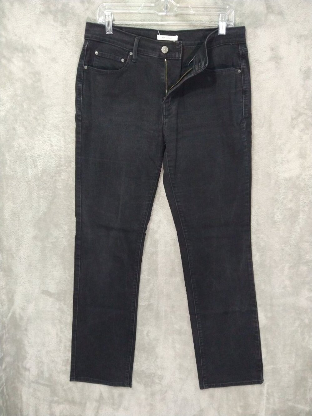Levis 505 Jeans Womens 30 Black Denim Straight Leg Mid Rise Stretch Dark Wash